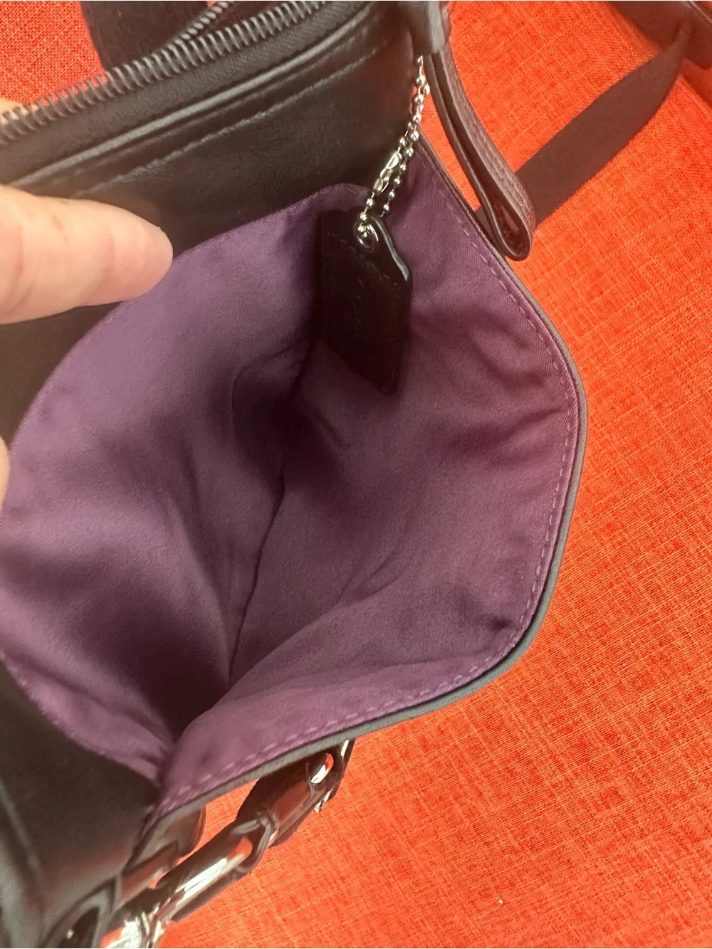 Black Crossbody File Bag Purse Purple Lining